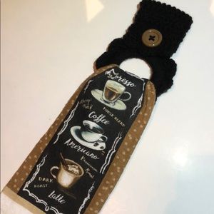 Kitchen towel & hand crochet oven towel hanger